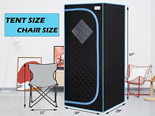 SALUSHEAT Full Size Infrared Sauna, One Person Home Sauna Spa Portable Sauna Tent with Remote Heating Foot Pad, Upgraded Chair, Black(29.1"*29.1"*66.5")