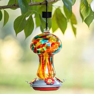 Muse Garden Gifts for Women Hummingbird Feeders for Outdoors Hanging Ant and Bee Proof, Blown Glass Hummingbird Feeder with Ant Moat, Christmas Gardening Gifts for Women Mom, 28OZ, Hawaii Polka Dots