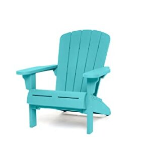 Keter Teton Adirondack Weather Resistant Furniture for Entertaining by The Pool, Patio and Fire Pit, Easy Assembly Outdoor Seating, Weatherwood