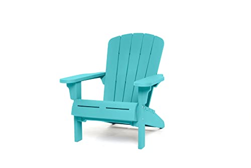 Keter Teton Adirondack Weather Resistant Furniture for Entertaining by The Pool, Patio and Fire Pit, Easy Assembly Outdoor Seating, Weatherwood