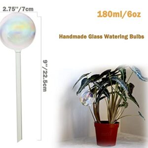 Ahhute 3 Pack Plant Watering Globes - Iridescent Rainbow Gradient Color Glass Watering Globes - Watering Bulbs for Outdoor Plants Indoor Plants - Plant Self Watering Devices