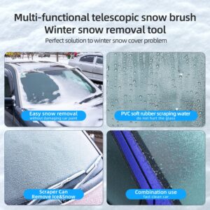 YSMJ Snow Brush and Car Ice Scraper, Telescoping Ice Scraper, Foam Grip, Heavy Duty Snow Remover for Cars, 270° Pivoting Snow Scraper Brush for Car Windshield