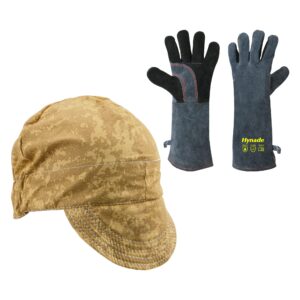 hynade welding cap cotton sweat absorption,welders flame resistant protective welding hat cap-welding gloves 16 inches