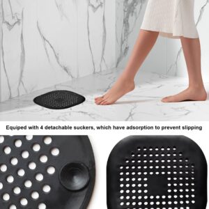 4 Pieces Shower Drain Hair Catcher Bathtub Stopper Home Drain Protectors Drain Cover with Sucker Water Trap Sink Cover for Bathroom Bathtub and Kitchen (Black)