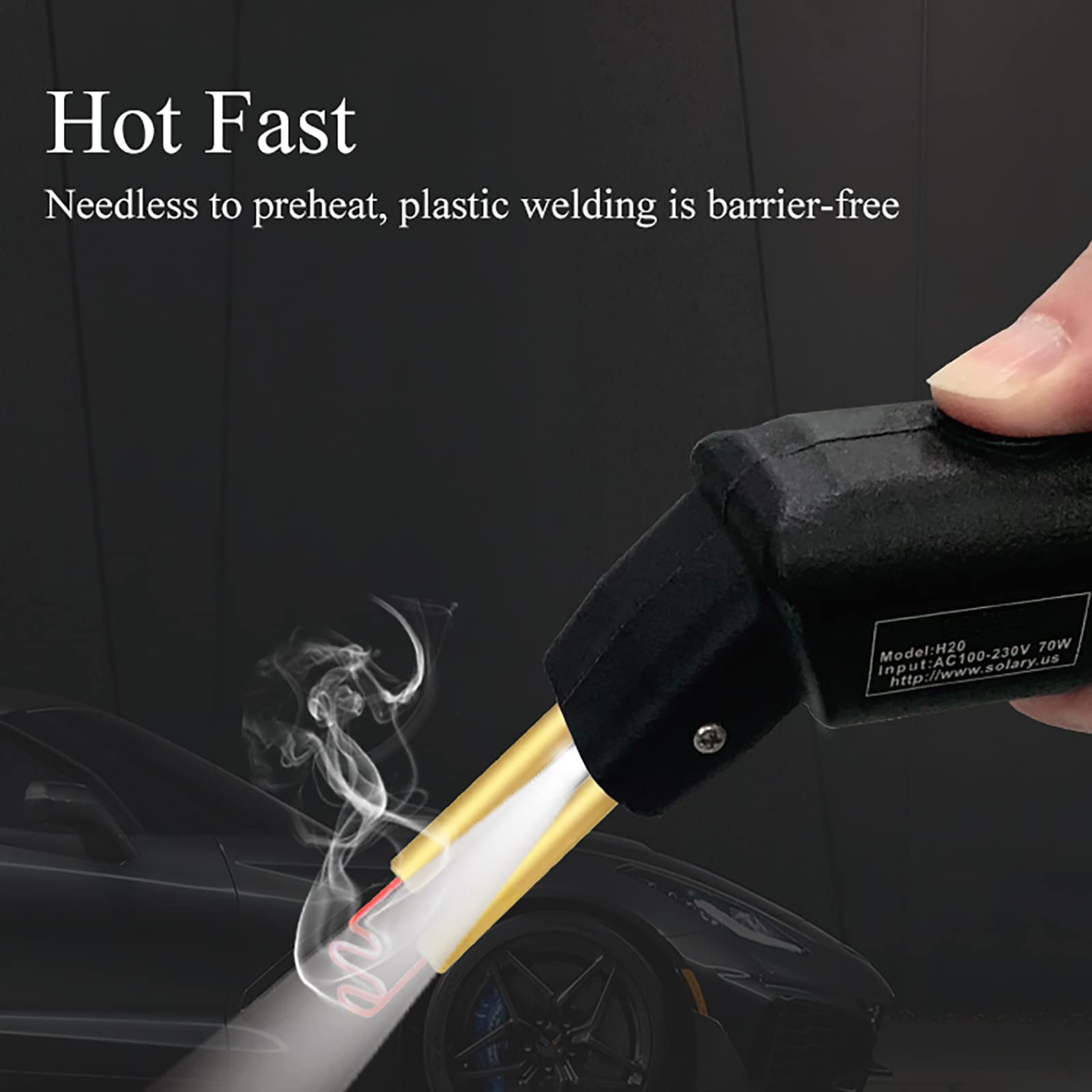 Pakowin Plastic Welder Machine, 70W Handheld Hot Stapler Welding Gun for Car Bumper Repair, with Carry Case and 205 Staples (5 Types)