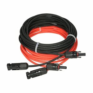 vorole 10awg/6mm² solar panel extension cable, 20ft cable wire with female&male connector, 1 pair black&red