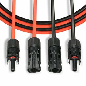 Vorole 10AWG/6mm² Solar Panel Extension Cable, 20FT Cable Wire with Female&Male Connector, 1 Pair Black&Red