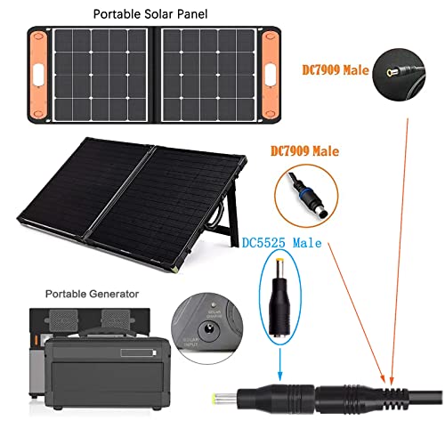 KarlKers 8mm Dc Power Plug, DC 8mm Female to 5.5mm X 2.5mm Male Connector, DC7909 to DC5525 (DC5521) for Solar Generator Portable Power Station, Rechargeable Battery, UAV, Surveillance Camera 5 Pack