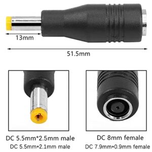 KarlKers 8mm Dc Power Plug, DC 8mm Female to 5.5mm X 2.5mm Male Connector, DC7909 to DC5525 (DC5521) for Solar Generator Portable Power Station, Rechargeable Battery, UAV, Surveillance Camera 5 Pack