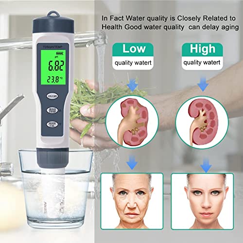 G · PEH Digital pH Meter with ATC pH Tester,3 in 1 pH TDS Temp Meter, 0.01 Resolution High Accuracy PH Meter for Water Hydroponics Digital Pen Type Tester for Household Drinking Wine Aquariums