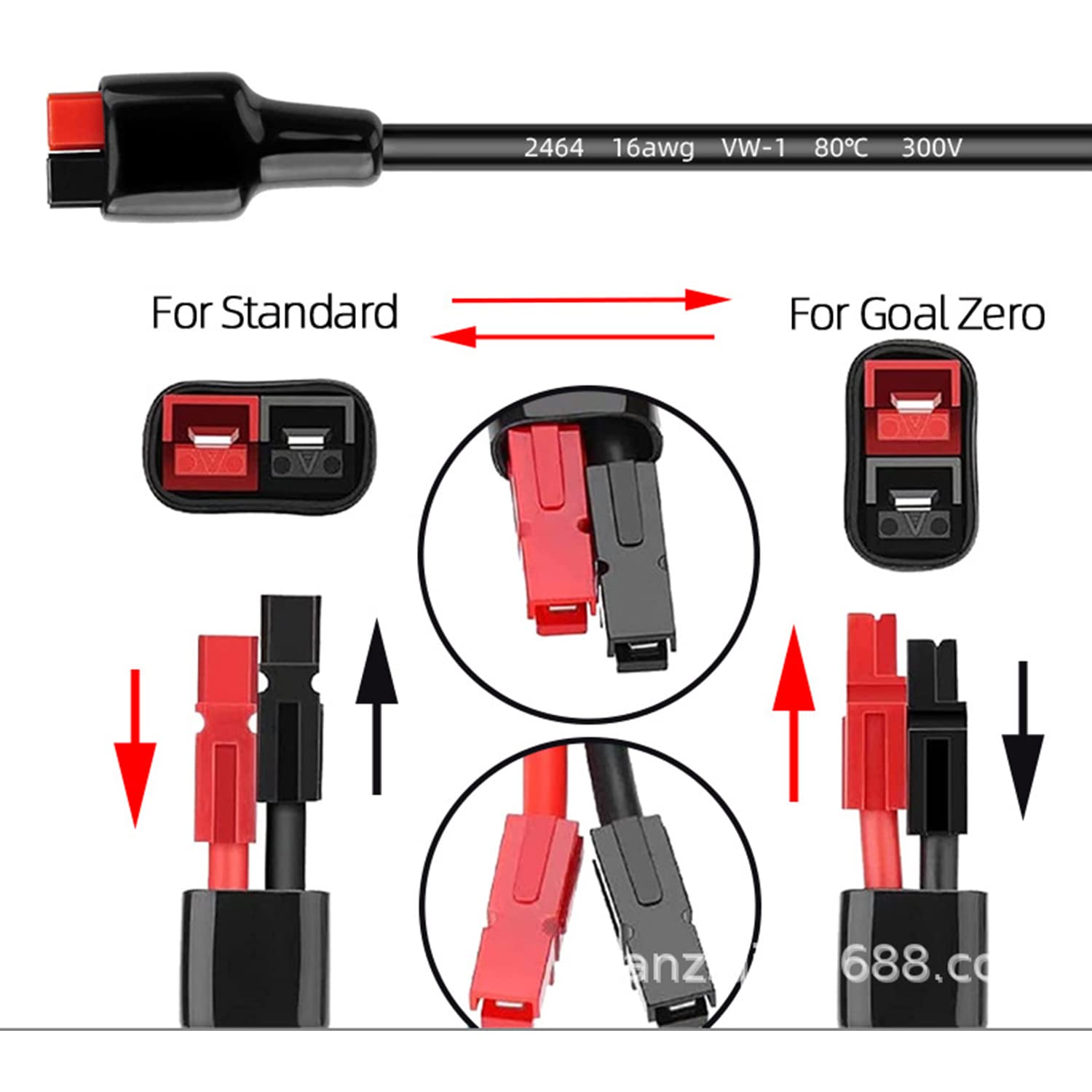 LIXINTIAN 8mm Extension Cable,16AWG 30A to DC 8020 DC Male Adapter Cable for Solar Generator Portable Power Station and Solar Panel-1.5M/4.9Ft