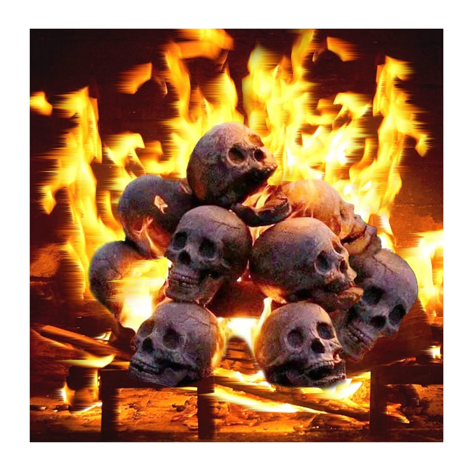 2022 New Terrifying Human Skull Fire Pit, Fireproof Imitated Human Skull Ceramic, Durable Reusable Fire Pit Skulls, Halloween Skull Shaped Fire Stones for Fire Pit Bonfire Campfire Fireplaces