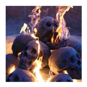 2022 New Terrifying Human Skull Fire Pit, Fireproof Imitated Human Skull Ceramic, Durable Reusable Fire Pit Skulls, Halloween Skull Shaped Fire Stones for Fire Pit Bonfire Campfire Fireplaces