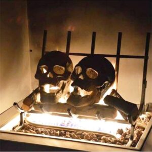 2022 New Terrifying Human Skull Fire Pit, Fireproof Imitated Human Skull Ceramic, Durable Reusable Fire Pit Skulls, Halloween Skull Shaped Fire Stones for Fire Pit Bonfire Campfire Fireplaces