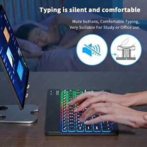 Bluetooth Keyboard and Mouse Combo for iPad - Rechargeable Wireless Keyboard & Mouse with 7-Color Backlit Compatible with iPad 9th/8th Gen, iPad Pro/Air/Mini, iPhone14/13/12 Pro, Black