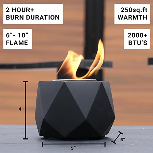 SAVGE Tabletop Fire Pit - 2+ Hour Burn, Indoor Fire Pit, Mini Personal Fire Pit Indoor Outdoor, Fire Bowl, Indoor Smores Maker, Mini Fire Pit, Small Fire Pits Outside Patio,Odorless Smokeless (Black)