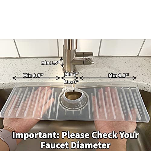 Hermands Kitchen Faucet Splash Guard For Sink - Semi - Transparent Backsplash Sink Mat - Faucet Drip Catcher Silicone - Kitchen Sponge Holder for Sink - Kitchen Sink Splash Guard Behind Faucet