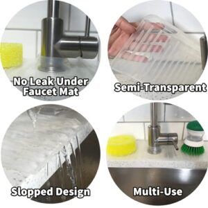 Hermands Kitchen Faucet Splash Guard For Sink - Semi - Transparent Backsplash Sink Mat - Faucet Drip Catcher Silicone - Kitchen Sponge Holder for Sink - Kitchen Sink Splash Guard Behind Faucet