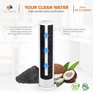 Aquaboon 1-Pack of 5 Micron 20" String Wound Sediment Water Filter Replacement Cartridge & Aquaboon 2-Pack Coconut Shell Water Filter Cartridge | Universal Whole House 5 Micron 20 inch Cartridges