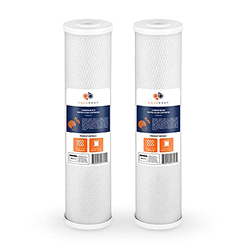 Aquaboon 1-Pack of 5 Micron 20" String Wound Sediment Water Filter Replacement Cartridge & Aquaboon 2-Pack Coconut Shell Water Filter Cartridge | Universal Whole House 5 Micron 20 inch Cartridges