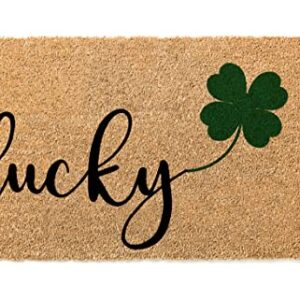 Lucky Shamrock Doormat | St. Patrick's Day Housewarming Gift Door Mat | Premium Quality, Thick 100% Coir Coconut Husk Front & Made in the USA - Doormat