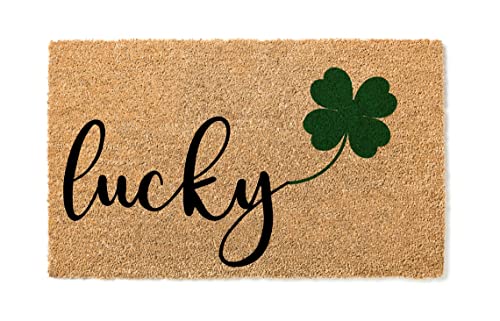 Lucky Shamrock Doormat | St. Patrick's Day Housewarming Gift Door Mat | Premium Quality, Thick 100% Coir Coconut Husk Front & Made in the USA - Doormat