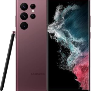 SAMSUNG Galaxy S22 Ultra 5G 128GB AT&T SM-S908U Burgundy (Renewed)