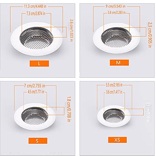 Drain Hair Catcher,Drain Stoper,Shower Drain Cover for Bathtub, Kitchen Sink Strainer, Stainless Steel Bathroom Sink, Drain Stopper with (4 PCS,Black,2.1 in to 4.5 in)