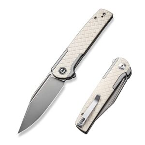 civivi cachet folding pocket knife, 3.48 inch 14c28n blade stainless steel with g10 inlay handle reversible pocket clip, edc knife for utility hiking camping fishing work c20041b-2