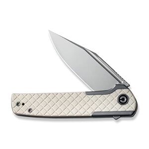 CIVIVI Cachet Folding Pocket Knife, 3.48 inch 14C28N Blade Stainless Steel With G10 Inlay Handle Reversible Pocket Clip, EDC Knife for Utility Hiking Camping Fishing Work C20041B-2