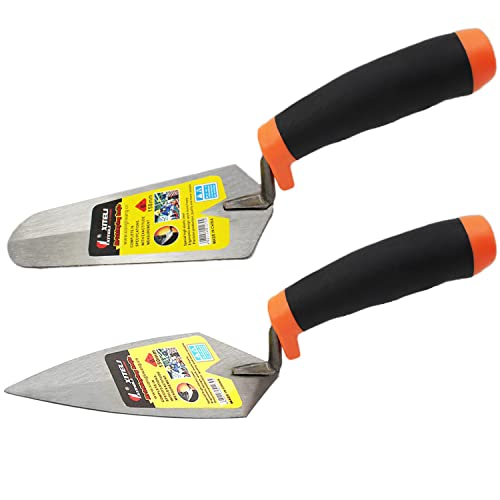 ESreake 2 Pcs Pointing Trowel and Gauging Trowel Set,6" Masonry Hand Tool Set with Soft Grip Handle,Margin Trowel Bricklaying Trowel Building Products (6 Inch)