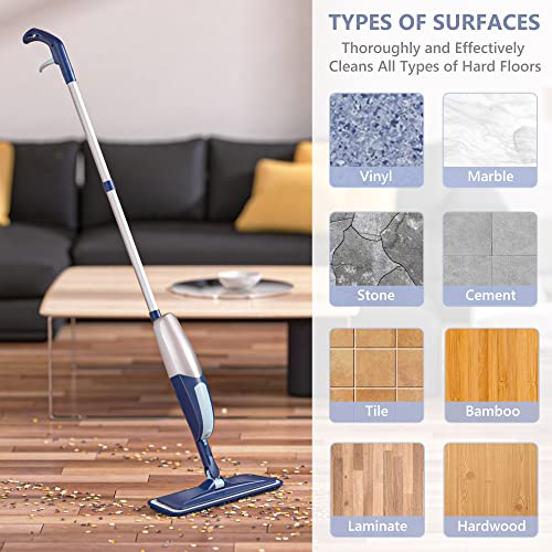 Spray Mop for Floor Cleaning Microfiber Floor Mop Wet Dry Dust Flat Cleaning Mop with 5 Washable Mop Pads and Refillable Bottle for Home Kitchen Bathroom Wood Laminate Vinyl Ceramic Hardwood Tile