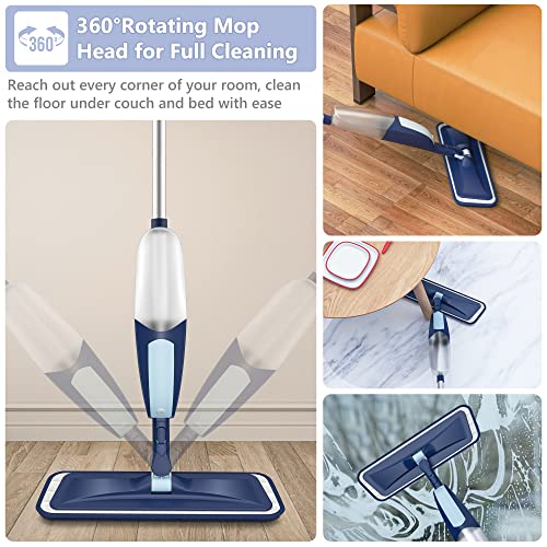 Spray Mop for Floor Cleaning Microfiber Floor Mop Wet Dry Dust Flat Cleaning Mop with 5 Washable Mop Pads and Refillable Bottle for Home Kitchen Bathroom Wood Laminate Vinyl Ceramic Hardwood Tile