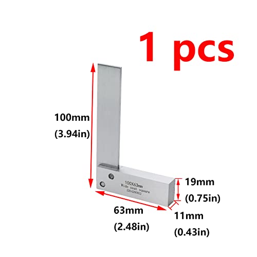 Antrader Machinist Square,Precision Engineer Wide Seat Square,90 Right Angle Precision Ground Hardened Steel,L Shape Measuring Tool Right Angle Square Ruler 4"x 2.5",1Pcs