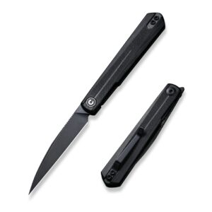 civivi clavi folding knife, front flipper knife for everyday carry, 3.06" nitro-v steel blade black g10 handle pocket knife for edc c21019-1
