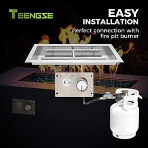 TEENGSE Fire Pit Gas Burner Spark Ignition Kit Indoor Outdoor Flame Fail Safe Valve, Gas Control Kit Push Button Ignition Upgrade Rotary Button Control Valve Integrated Stainless Steel Control Panel