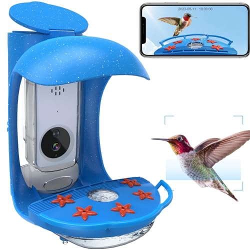 BirdDock Hummingbird Feeder with Camera, Smart Bird Feeder with APP, AI Recognition, Auto-Notification, 1080 HD Live Video for Watching Birds, Bird Gifts for Parent