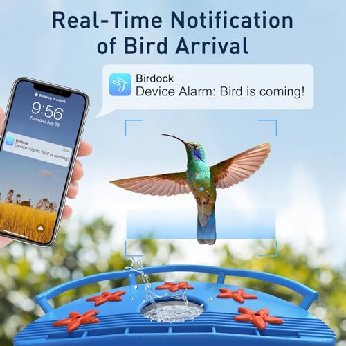 BirdDock Hummingbird Feeder with Camera, Smart Bird Feeder with APP, AI Recognition, Auto-Notification, 1080 HD Live Video for Watching Birds, Bird Gifts for Parent