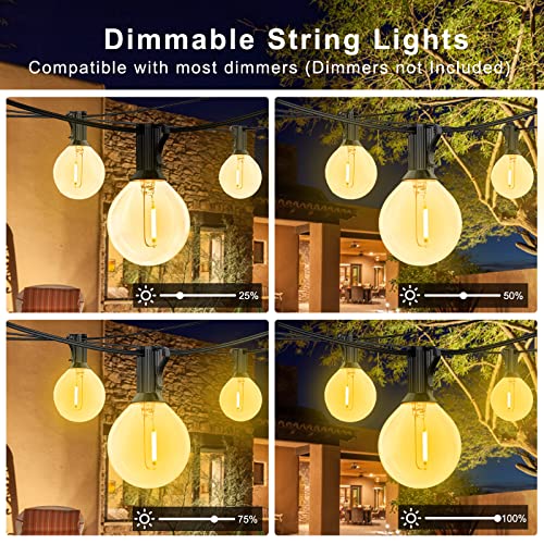 GIYOKAJU 60ft Outdoor String Lights with 40+4 Dimmable LED Bulbs,Adjustable Brightness Camping Waterproof Lights,G40 Hanging String Lights for Cafe,Bistro & Backyard