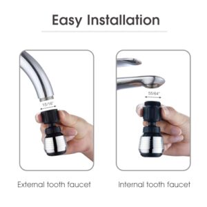 BRIGHT SHOWERS 360 Degree Rotatable Kitchen Faucet Spray Aerator, ABS Sink Sprayer Head, 1.5 GPM Hand Sprayer with 2 Modes, Water Saving Sink Nozzle Attachment