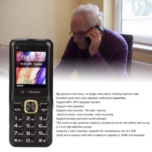 Hilitand Unlocked Mobile Phone for Senior, Easy to Use Big Button Cell Phone 2G, 2500mAh, FM Radio, Flashlight, Dual SIM, Loud Voice, 2.2" Screen for Older People, Kids(Black-US)