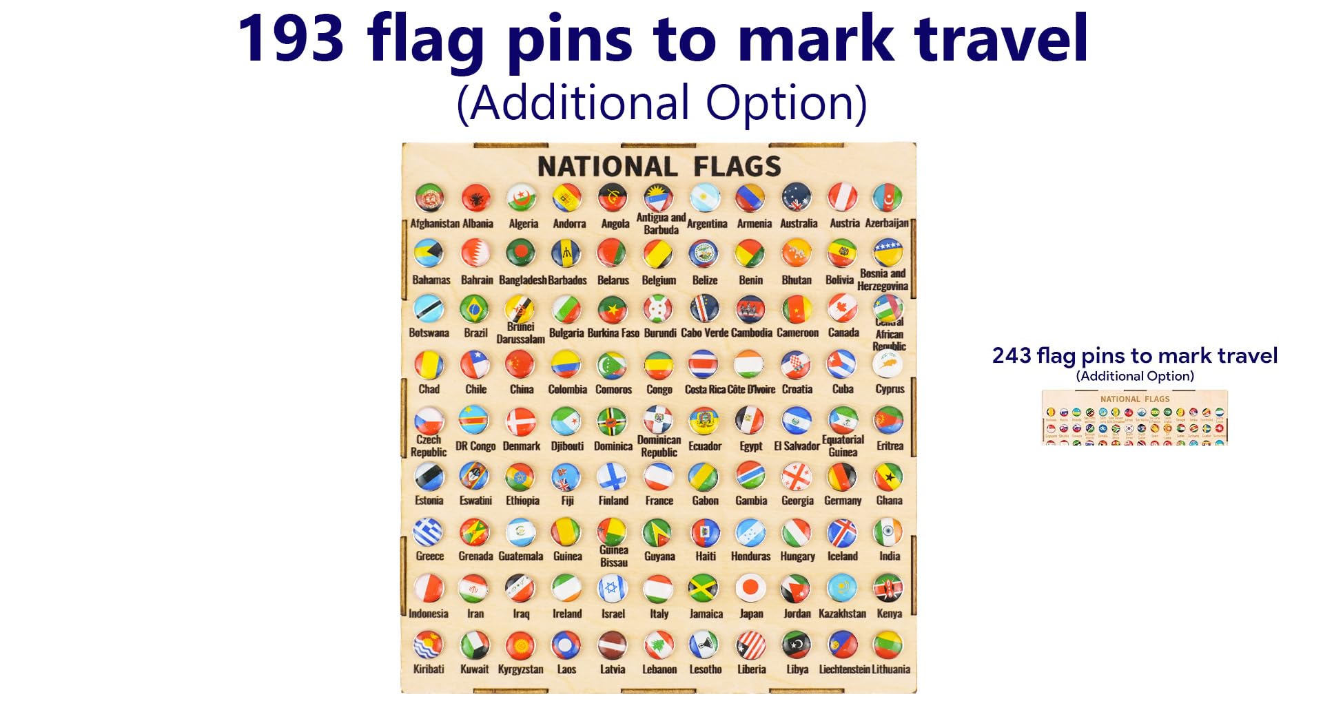 HYPERI 193 Push Pins Country Flag Pins Thumb Tacks, Decorative Drawing Pins for Bulletin Board, Pinboard, Map, Office, Map Pins for Travel Map, Travel Gifts for New Year, Valentines Day Gifts for Him