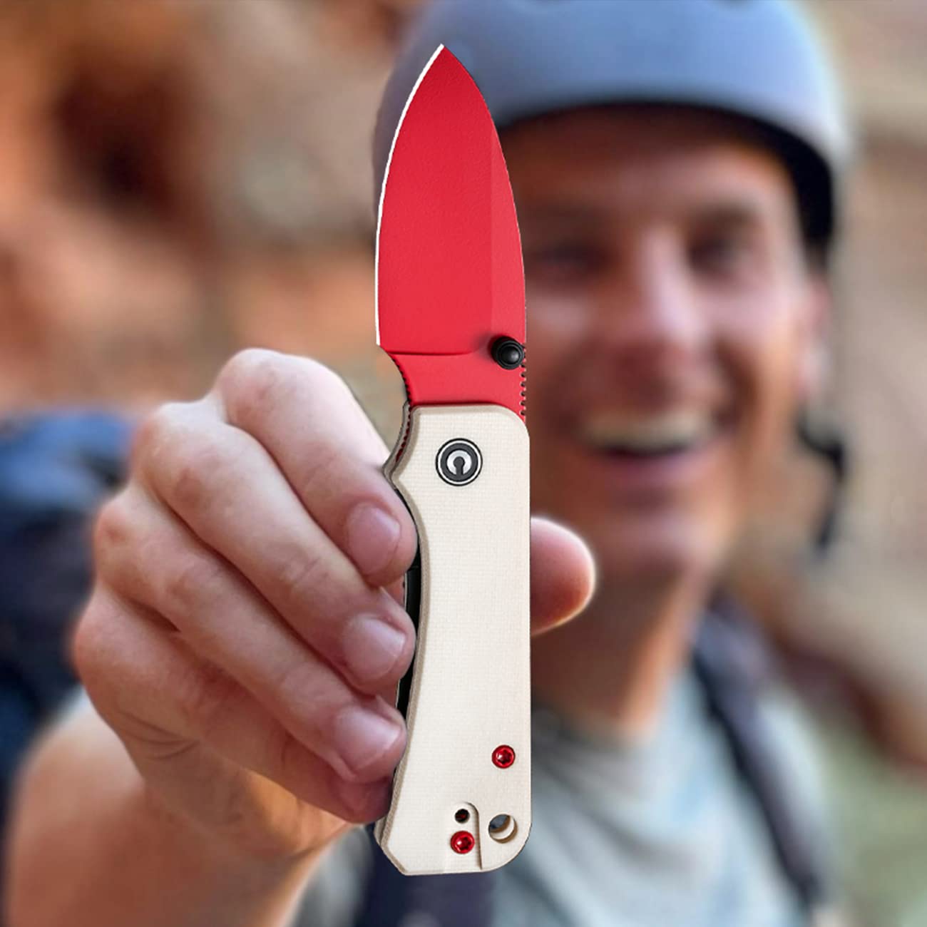 CIVIVI Baby Banter Pocket Knife for EDC, Ben Petersen Folding Knife with 2.34 in Nitro V Steel Blade G10 Handle, Titanium Thumb Stud Opener C19068S-7(Red)