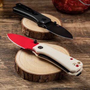 CIVIVI Baby Banter Pocket Knife for EDC, Ben Petersen Folding Knife with 2.34 in Nitro V Steel Blade G10 Handle, Titanium Thumb Stud Opener C19068S-7(Red)