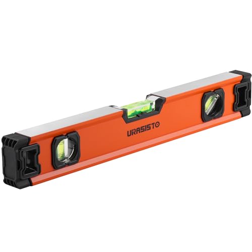 URASISTO 16 Inch Torpedo Level, Magnetic Level Tool with 45°/90°/180° Bubbles, Aluminum Alloy Construction, Shock Resistant Bubble Level Tool(400mm)