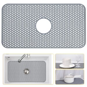 bestjing silicone sink mat, sink protectors for kitchen sink with center drain, 26'' x 14'' kitchen sink accessory, non-slip heat resistant sink mats for bottom of farmhouse stainless steel sink