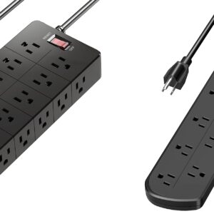 Power Strip 2 Packs, Surge Protector Outlet Extender Wall Mount with USB Ports, 6ft Extension Cords, Home, Office, College Accessories