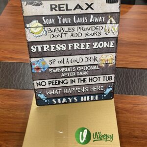 V VIBEPY All Over Printed Hot Tub Rules Metal Sign 12x16 Inches, Hot Tub Sign, Funny Rules Sign, Bathroom Metal Sign, Decorations Sign, Outdoor Metal Sign, Hot Tub Rules Sign (Hot Tub Rules)