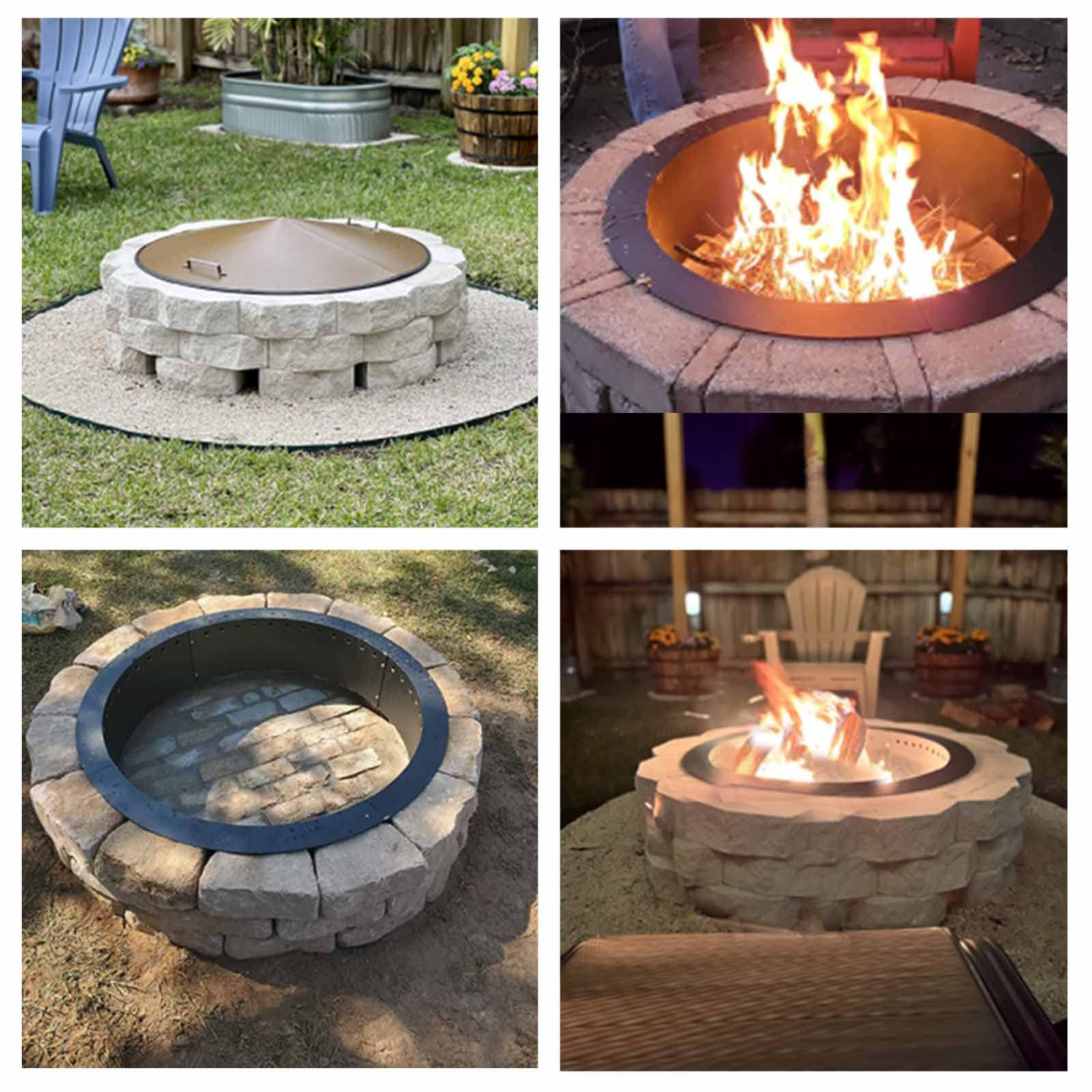 Fire Pit Ring 45" OD/39 ID, Round Solid Steel Fire Ring, Fire Pit Lined Above DIY Campfire Ring or Outdoors