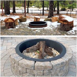 Fire Pit Ring 45" OD/39 ID, Round Solid Steel Fire Ring, Fire Pit Lined Above DIY Campfire Ring or Outdoors